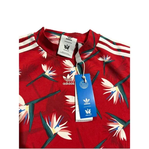 Adidas x Thebe Magugu South African red Bird of Paradise bodysuit Floral XL New - Picture 6 of 9